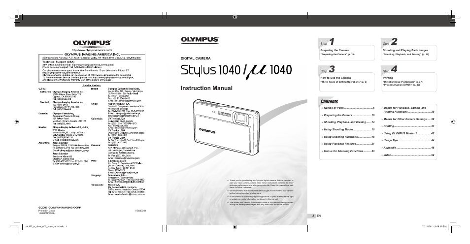 Olympus STYLUS 1040 User Manual | Page 2 / 70