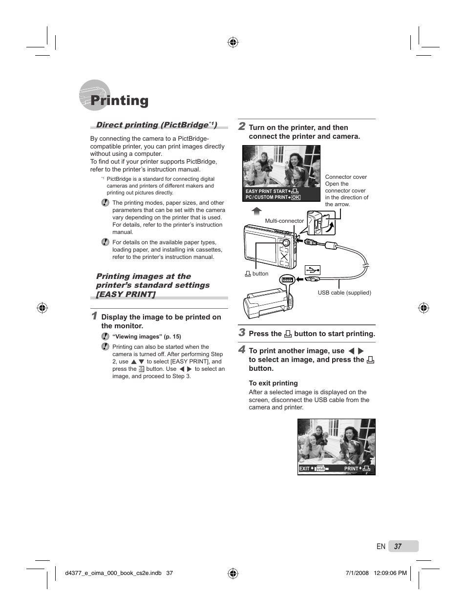 Printing | Olympus STYLUS 1040 User Manual | Page 37 / 70