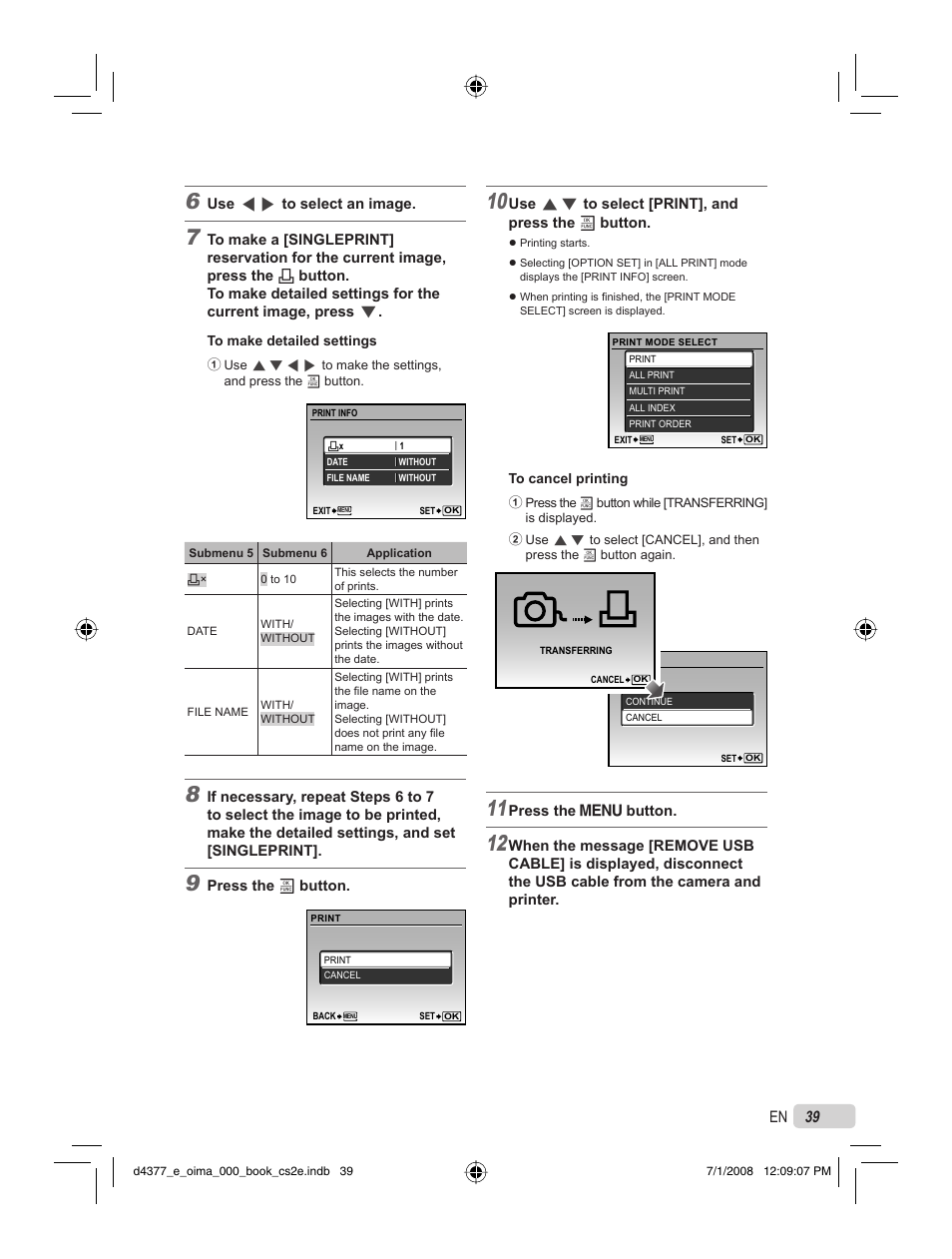 Olympus STYLUS 1040 User Manual | Page 39 / 70