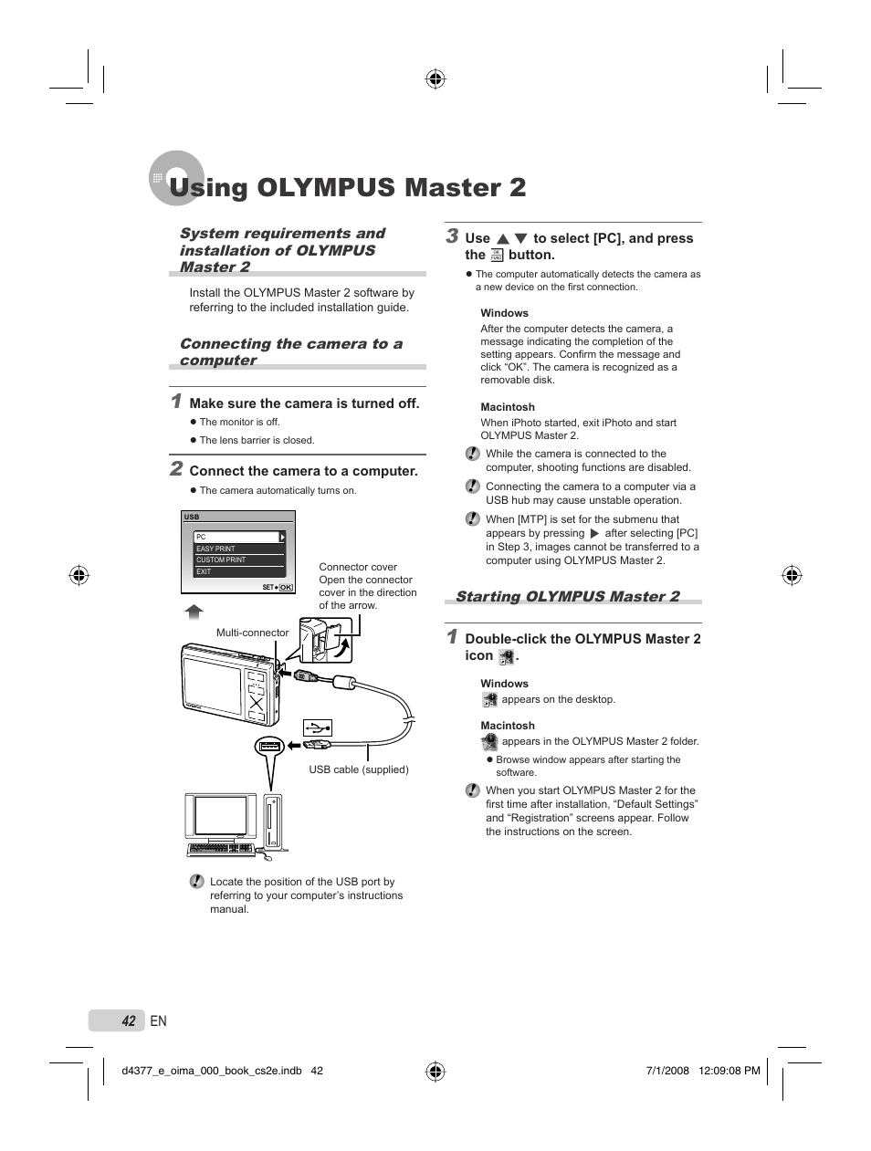 Using olympus master 2 | Olympus STYLUS 1040 User Manual | Page 42 / 70