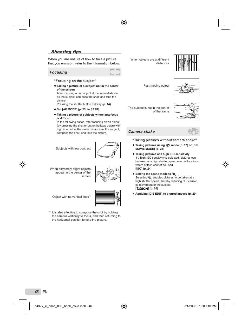 46 en shooting tips | Olympus STYLUS 1040 User Manual | Page 46 / 70