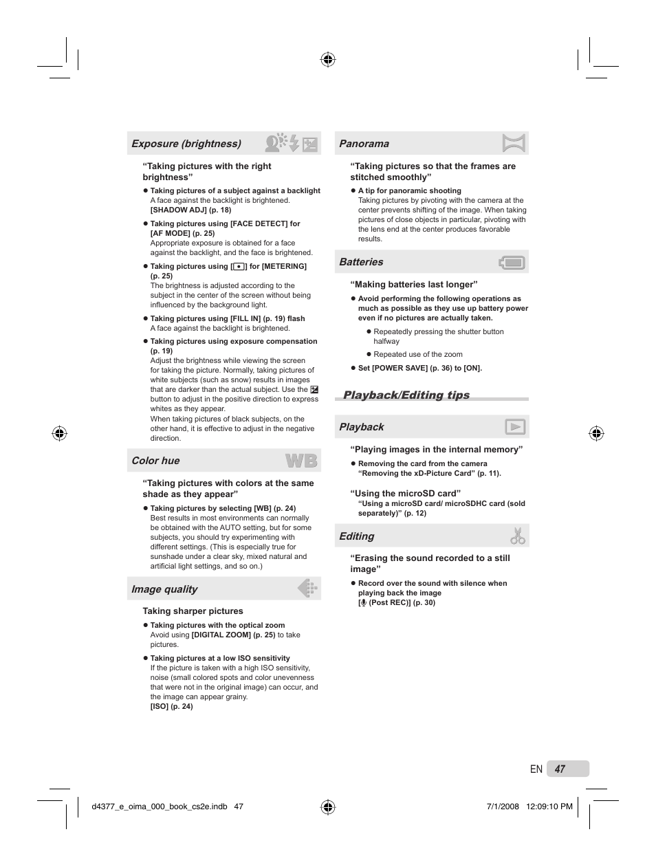 Olympus STYLUS 1040 User Manual | Page 47 / 70