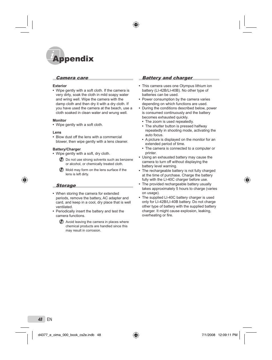 Appendix | Olympus STYLUS 1040 User Manual | Page 48 / 70