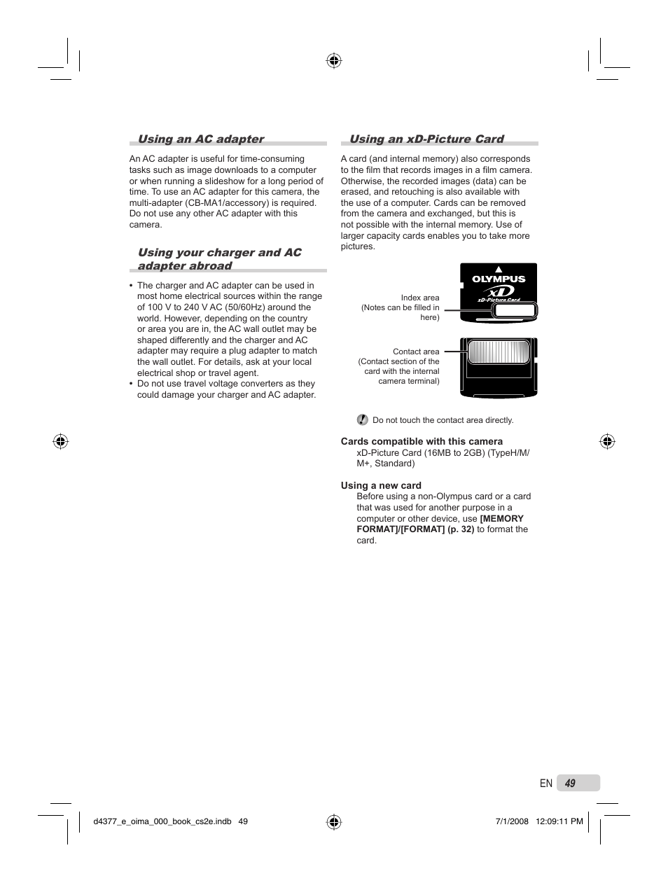 Olympus STYLUS 1040 User Manual | Page 49 / 70