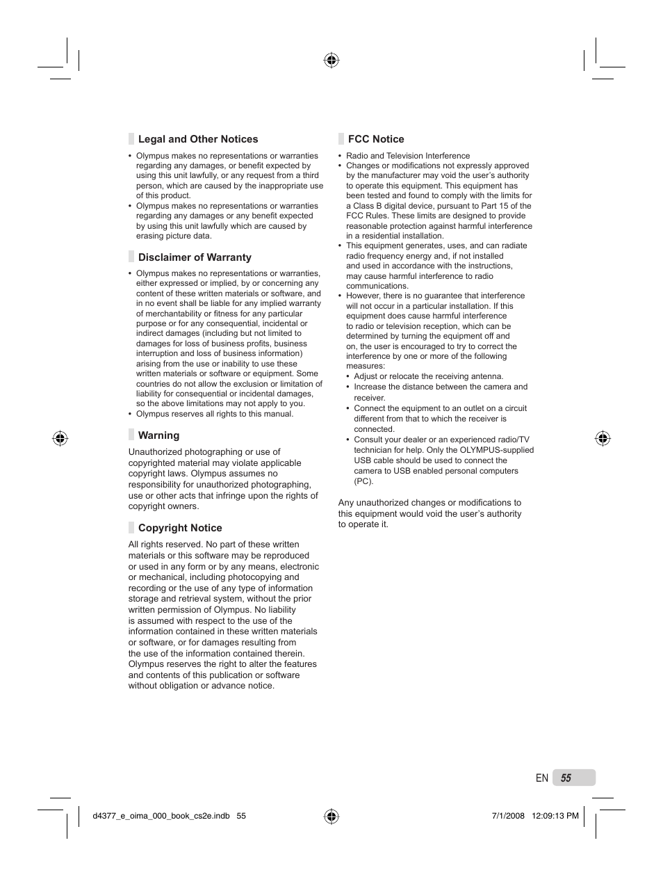 Olympus STYLUS 1040 User Manual | Page 55 / 70