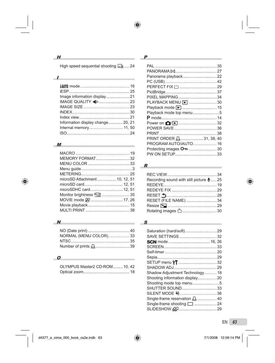 Olympus STYLUS 1040 User Manual | Page 63 / 70