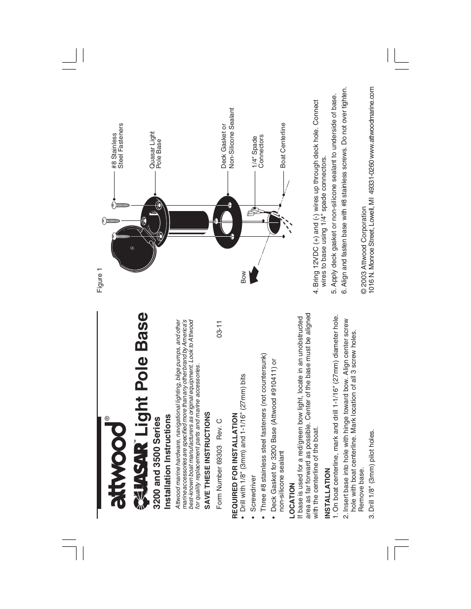 Attwood Quasar 3200 User Manual | 1 page