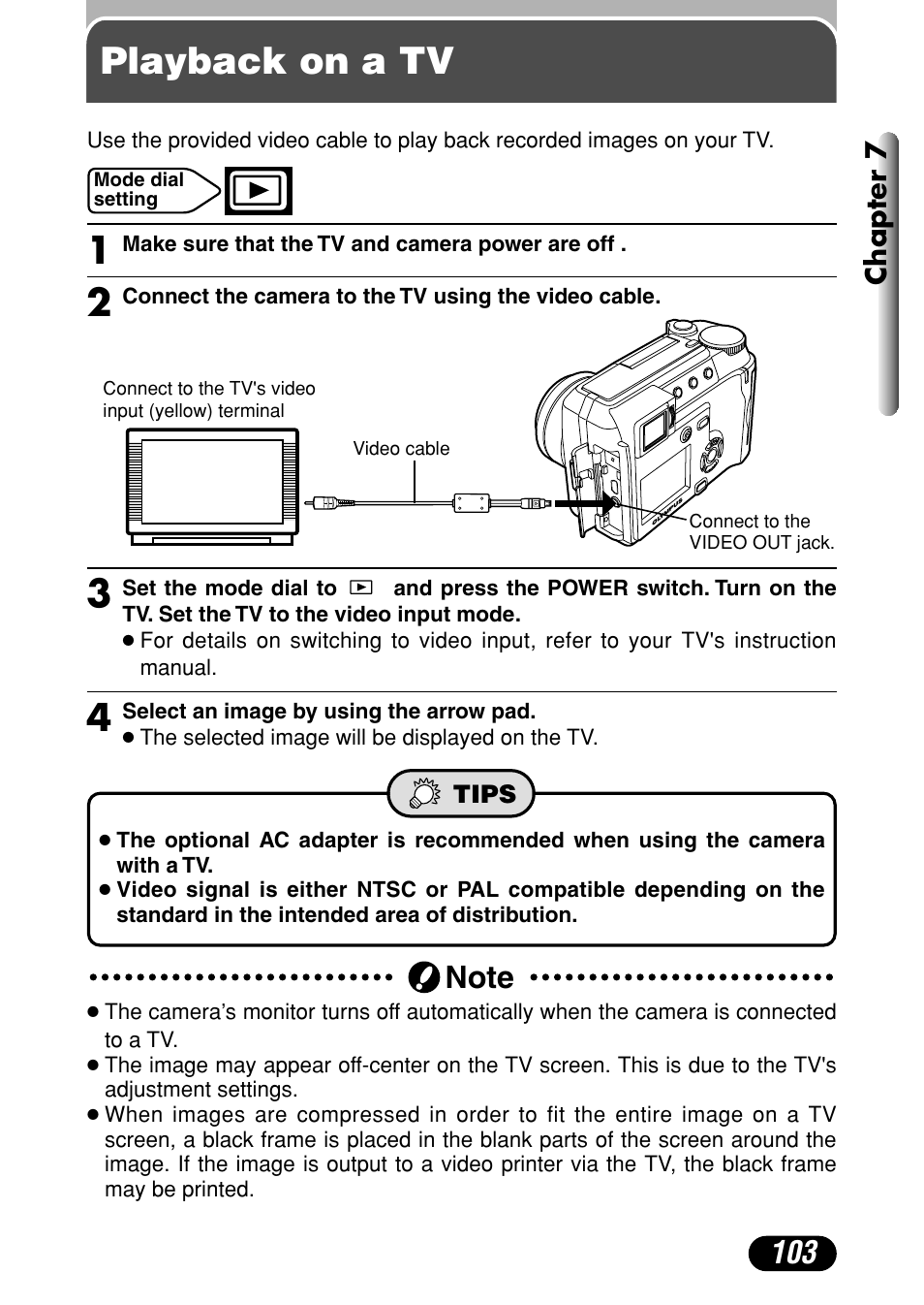 Playback on a tv | Olympus C-720 Ultra Zoom User Manual | Page 104 / 180