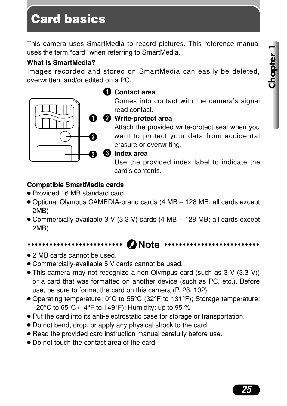 Card basics, Chapter 1 | Olympus C-720 Ultra Zoom User Manual | Page 26 / 180