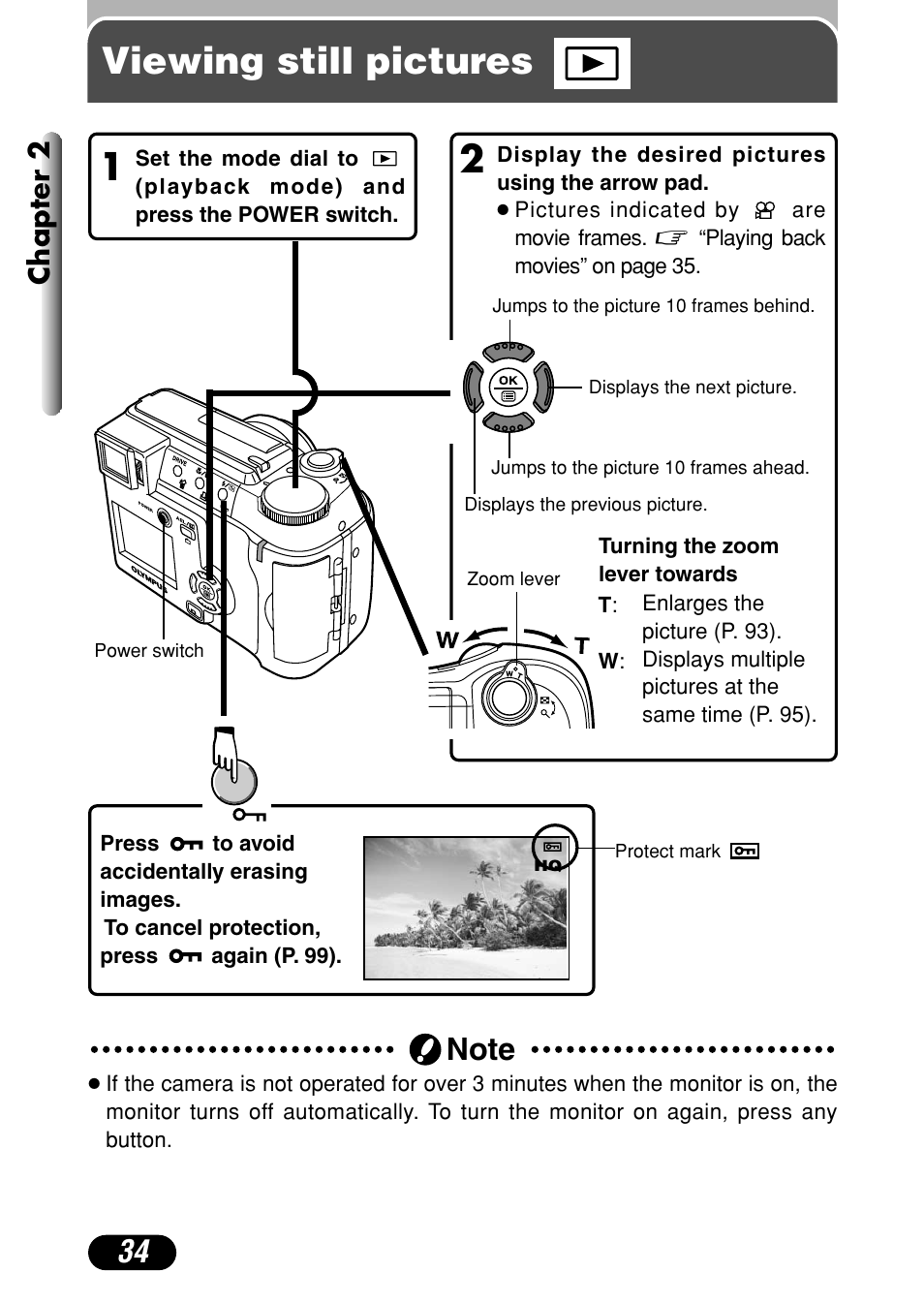 Viewing still pictures, Chapter 2 | Olympus C-720 Ultra Zoom User Manual | Page 35 / 180