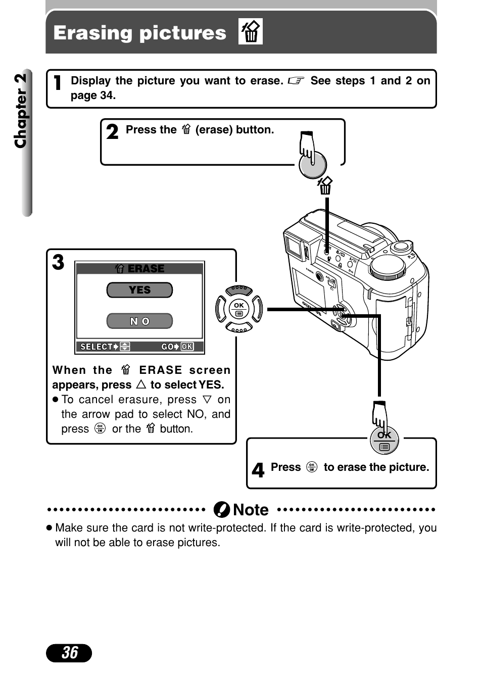 Erasing pictures, 3erasing pictures | Olympus C-720 Ultra Zoom User Manual | Page 37 / 180