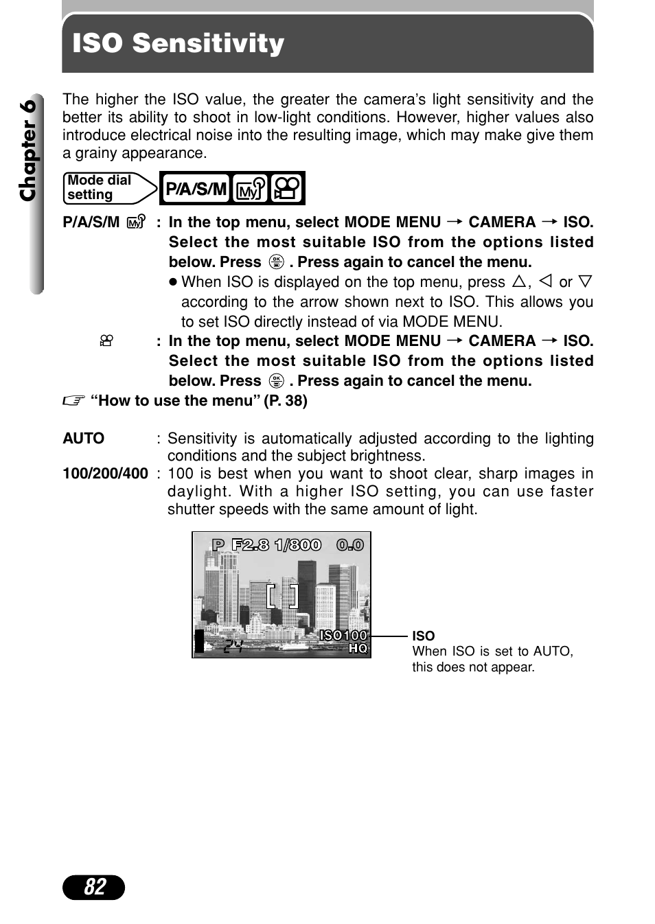 Iso sensitivity, Chapter 6 | Olympus C-720 Ultra Zoom User Manual | Page 83 / 180