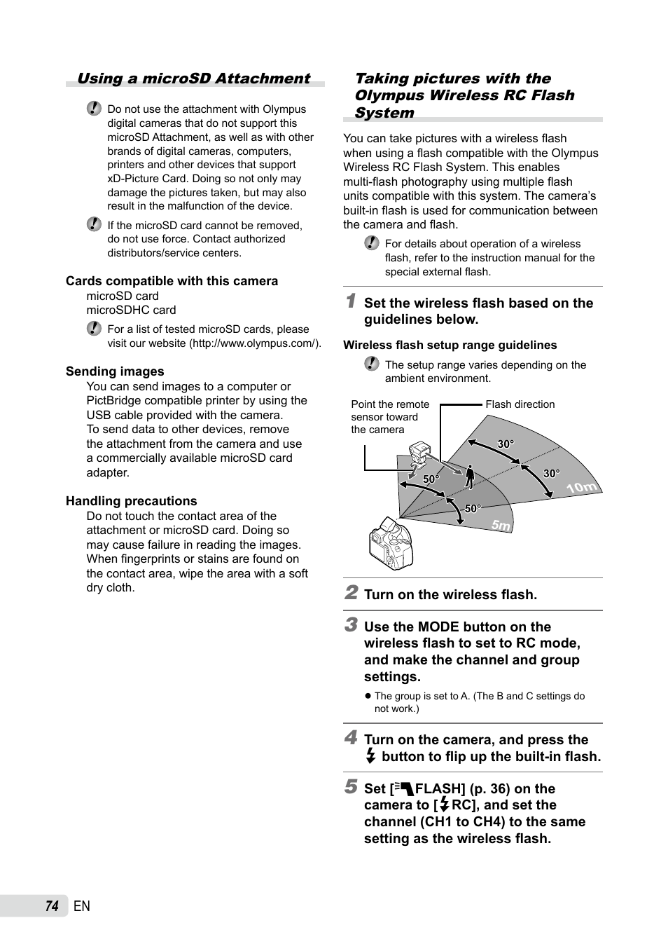 Using a microsd attachment, En using a microsd attachment | Olympus SP-590UZ User Manual | Page 74 / 86
