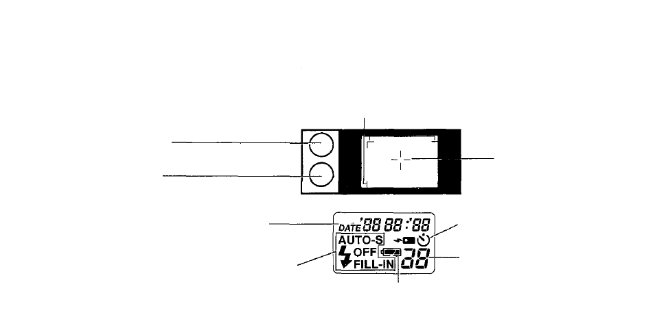 Viewfinder display/lcd panel, Viewfinder display, Lcd panel | Olympus Infinity Zoom 211 User Manual | Page 6 / 44