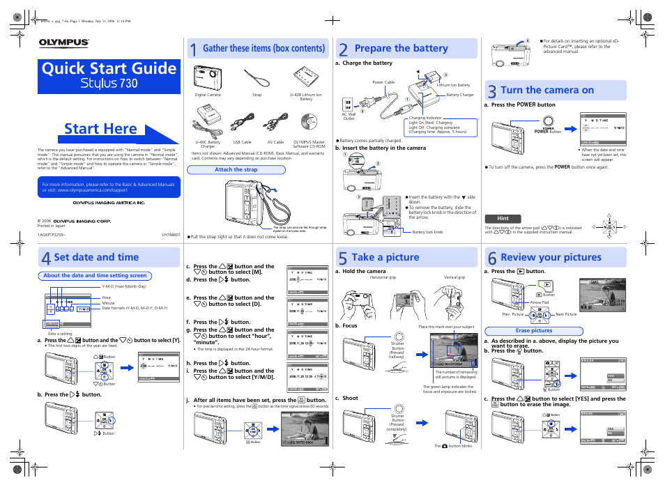 Olympus STYLUS 730 User Manual | 1 page