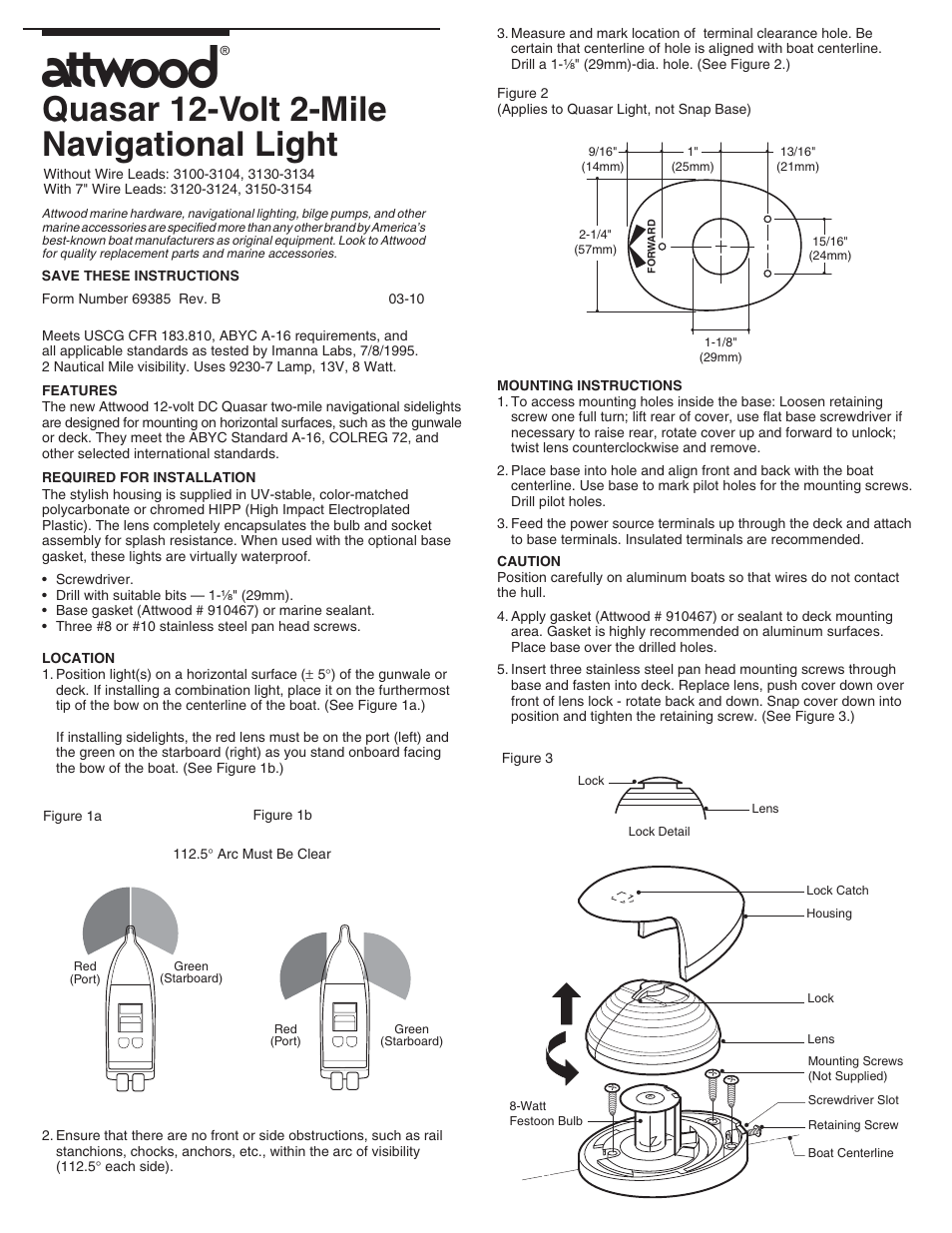 Attwood 3154 User Manual | 2 pages