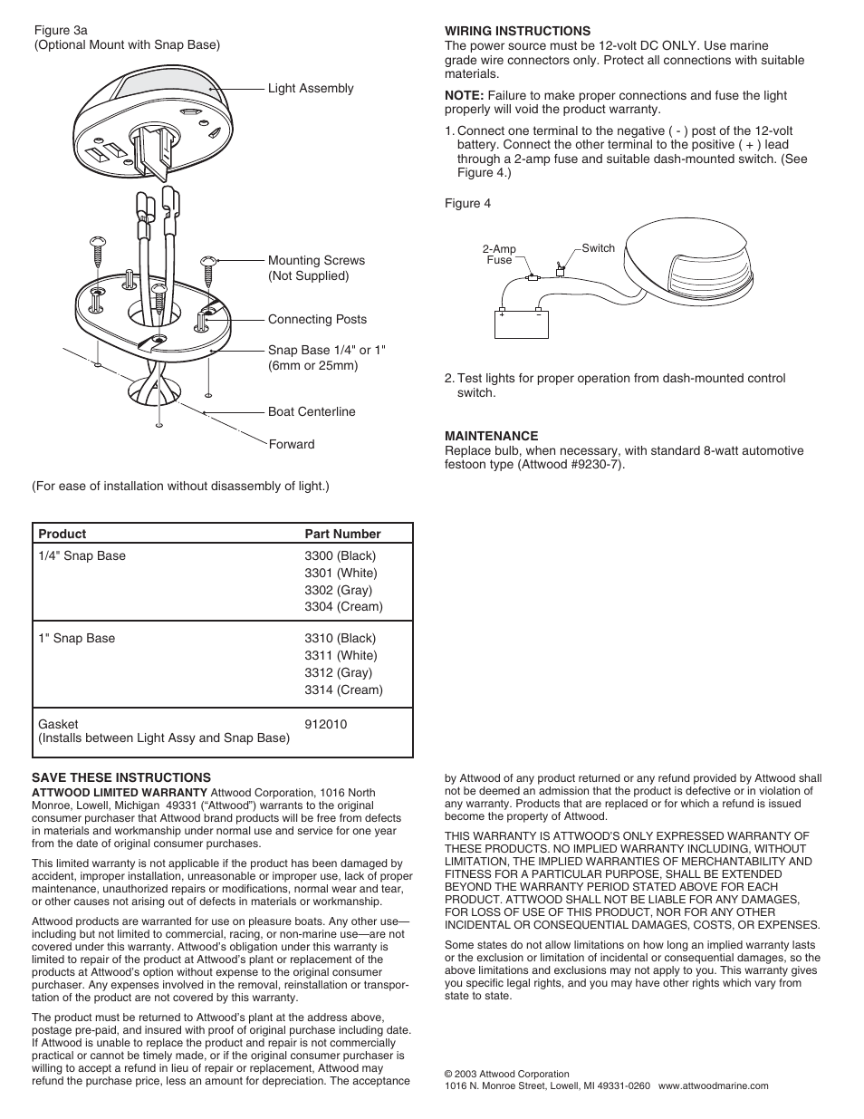 Attwood 3154 User Manual | Page 2 / 2