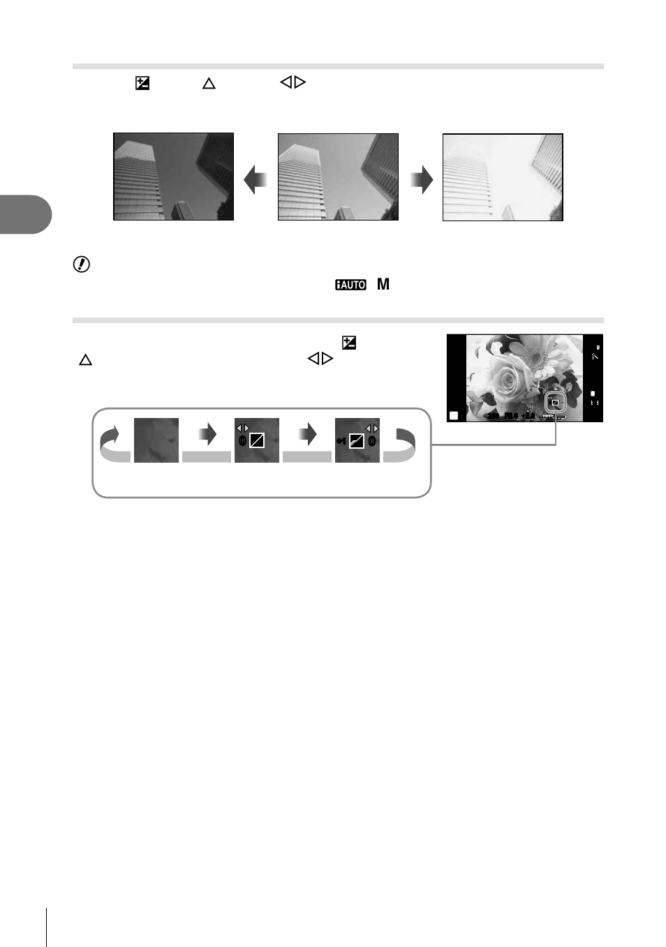 Basic operations, Controlling exposure (exposure compensation), Changing the brightness of highlights and shadows | 32 en, Cautions | Olympus E-PL5 User Manual | Page 32 / 133