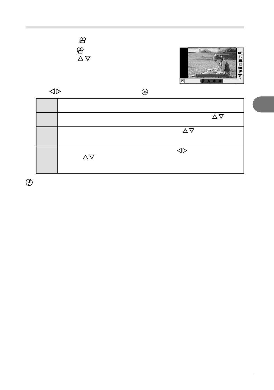 Frequently-used options and customization, Adding effects to a movie, 49 en | Use hi to choose a mode and press q, Cautions | Olympus E-PL5 User Manual | Page 49 / 133