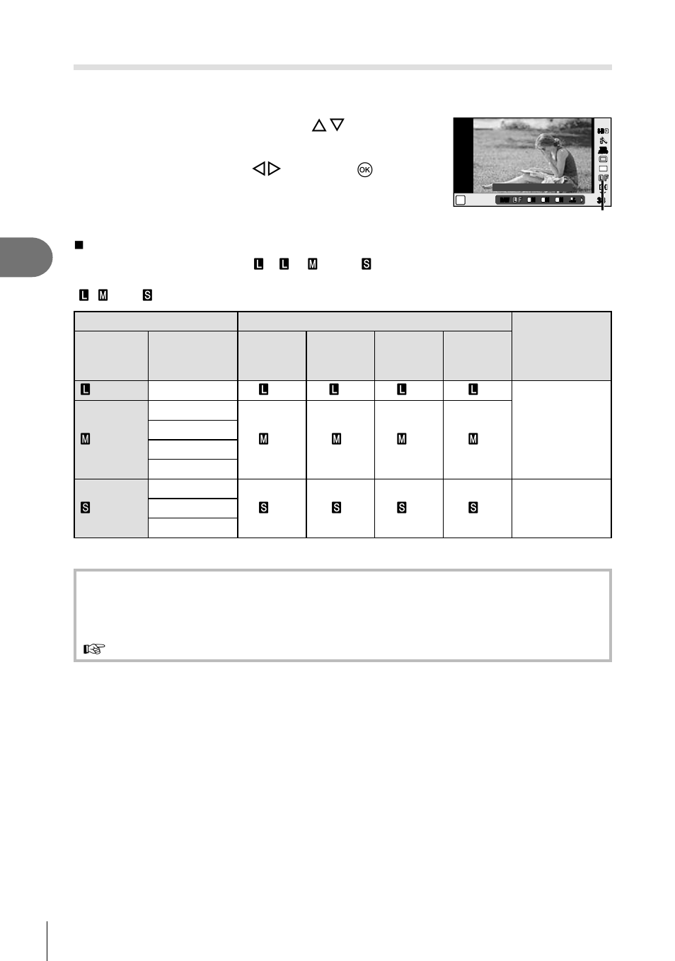 Frequently-used options and customization, Image quality (record mode), 52 en | Select an option using hi and press q, Record modes (still images), Raw image data | Olympus E-PL5 User Manual | Page 52 / 133