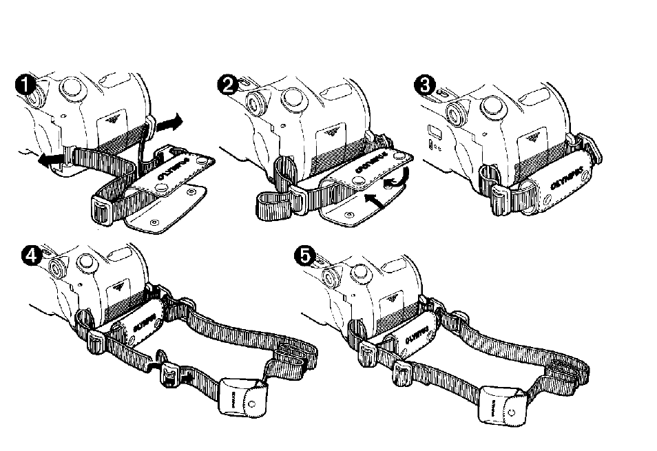 Attaching the strap | Olympus Infinity Super Zoom 330 User Manual | Page 9 / 66