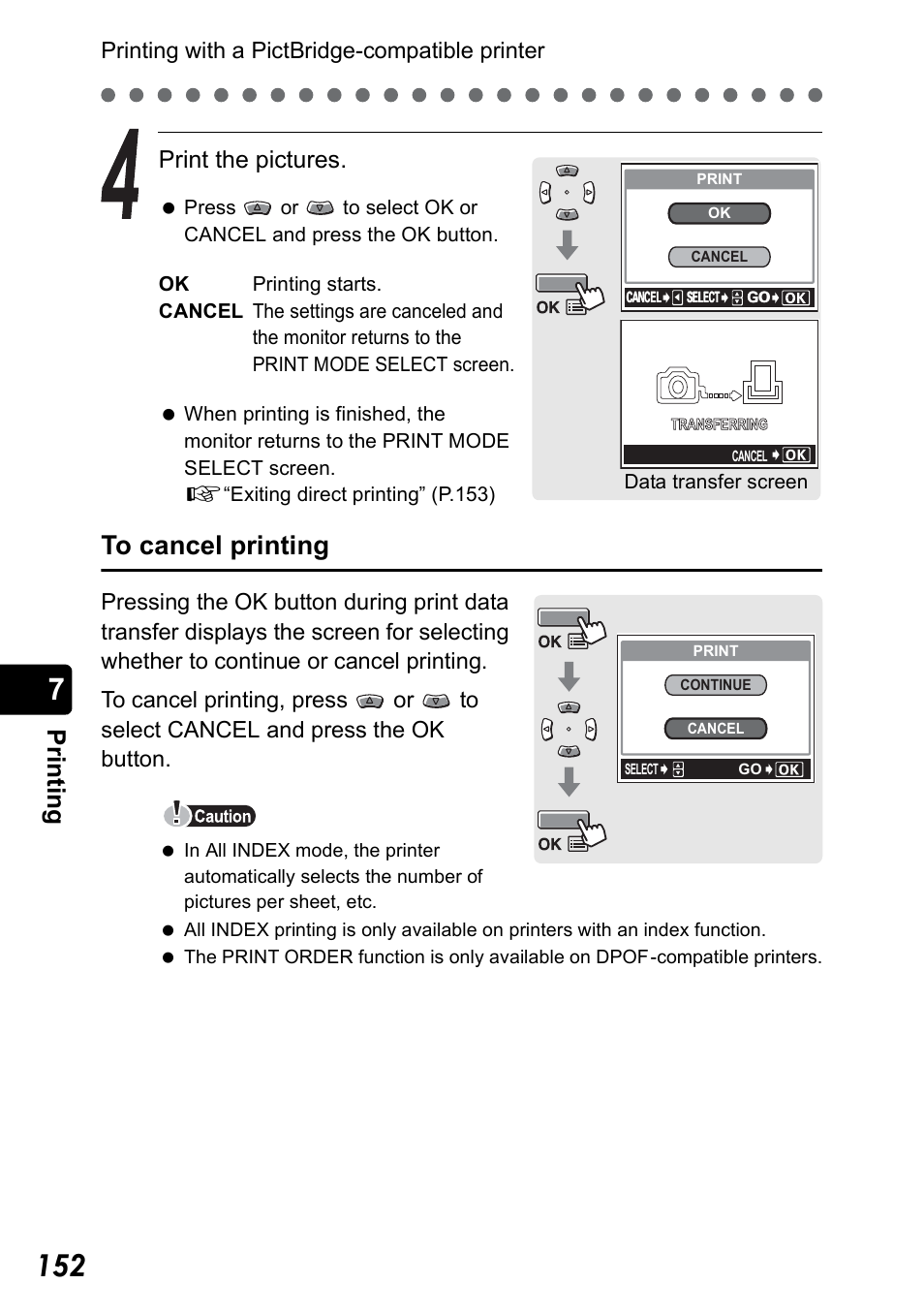 Pr in ti n g, Print the pictures | Olympus Stylus 410 Digital User Manual | Page 152 / 228