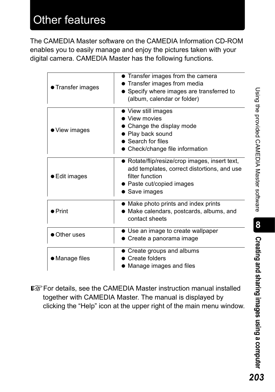 Other features | Olympus Stylus 410 Digital User Manual | Page 203 / 228