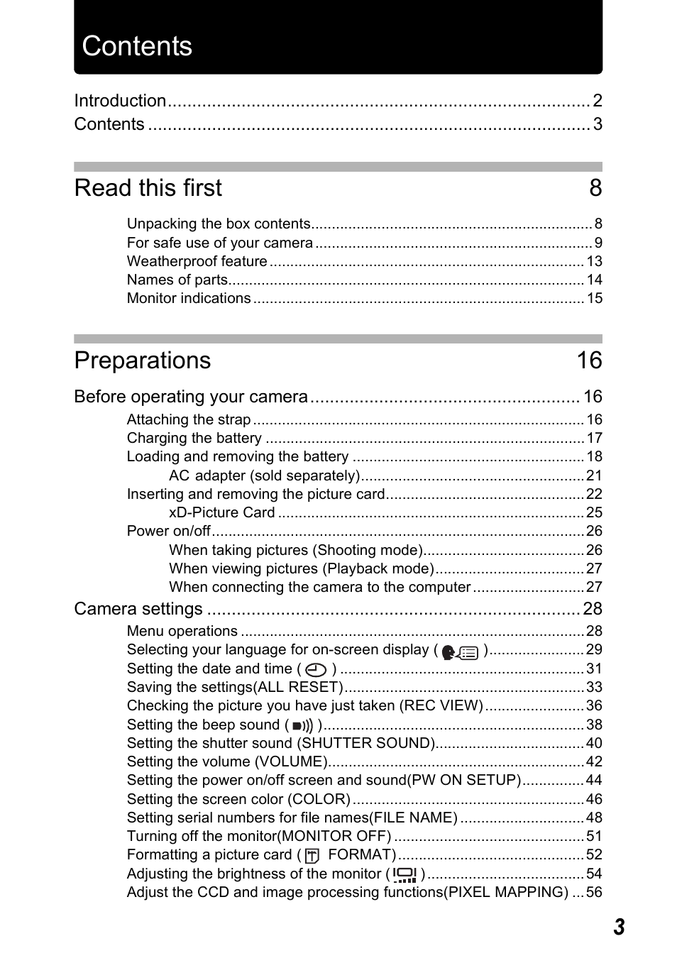 Olympus Stylus 410 Digital User Manual | Page 3 / 228