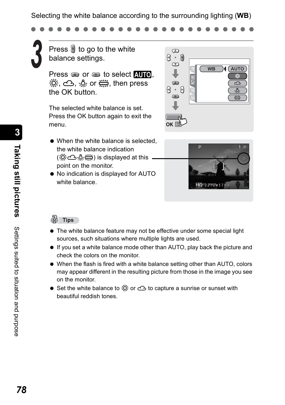 Ta k ing still pic tur es | Olympus Stylus 410 Digital User Manual | Page 78 / 228