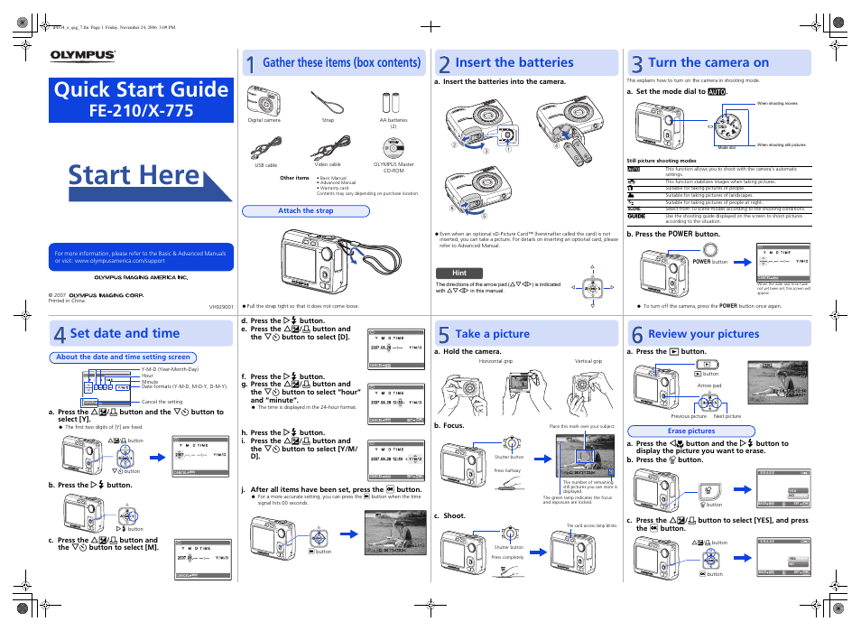 Olympus FE-210 User Manual | 2 pages