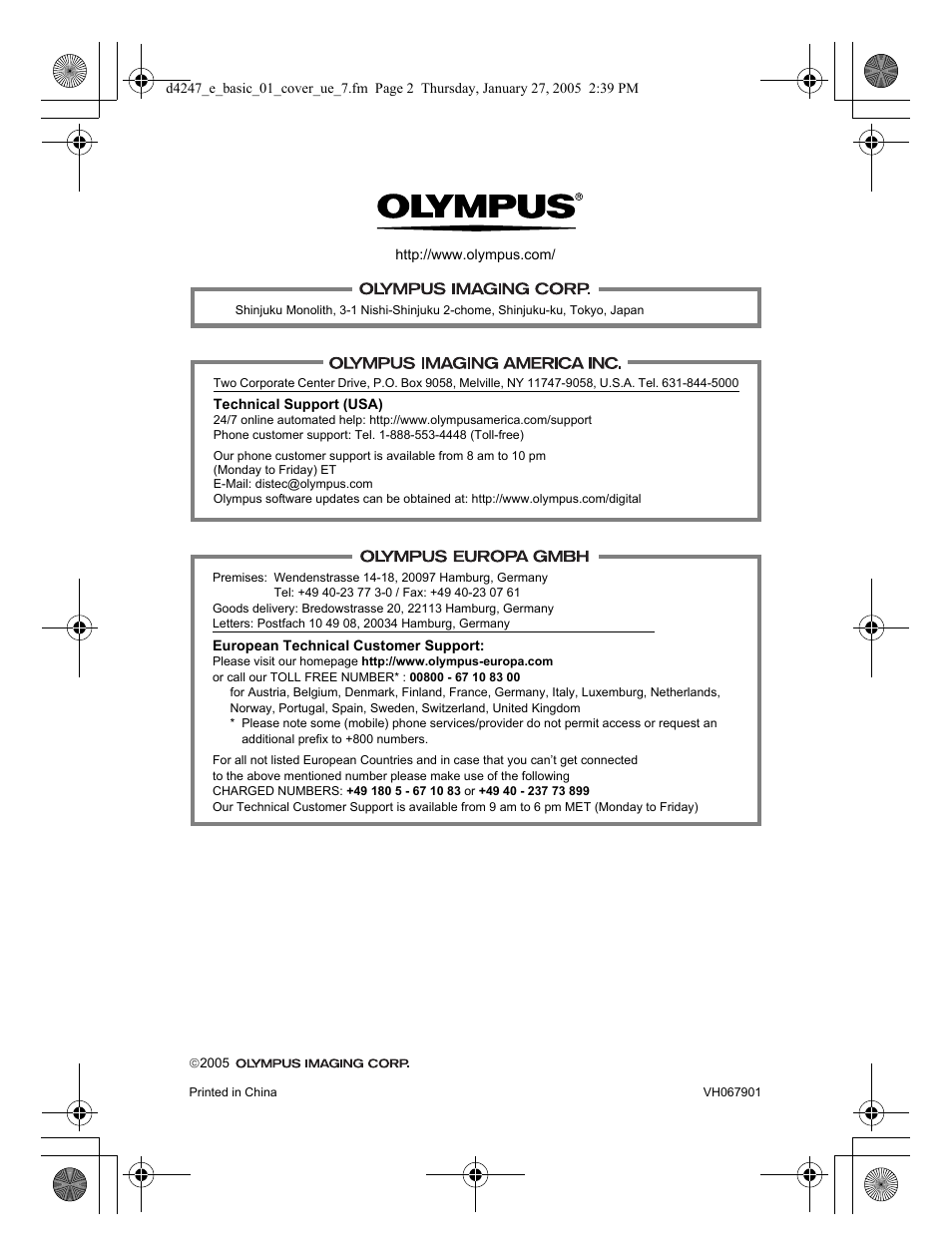 Olympus Stylus Verve S User Manual | Page 124 / 124