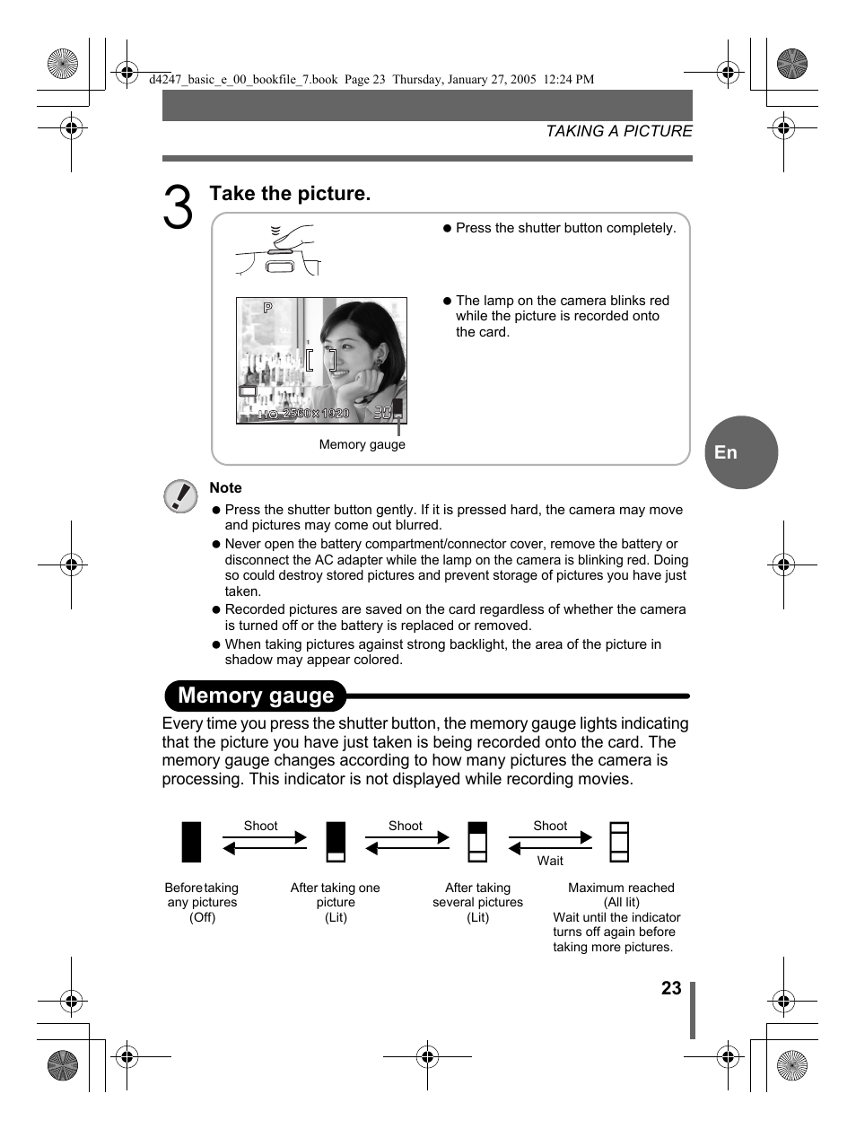 Ab c d, Take the picture | Olympus Stylus Verve S User Manual | Page 23 / 124