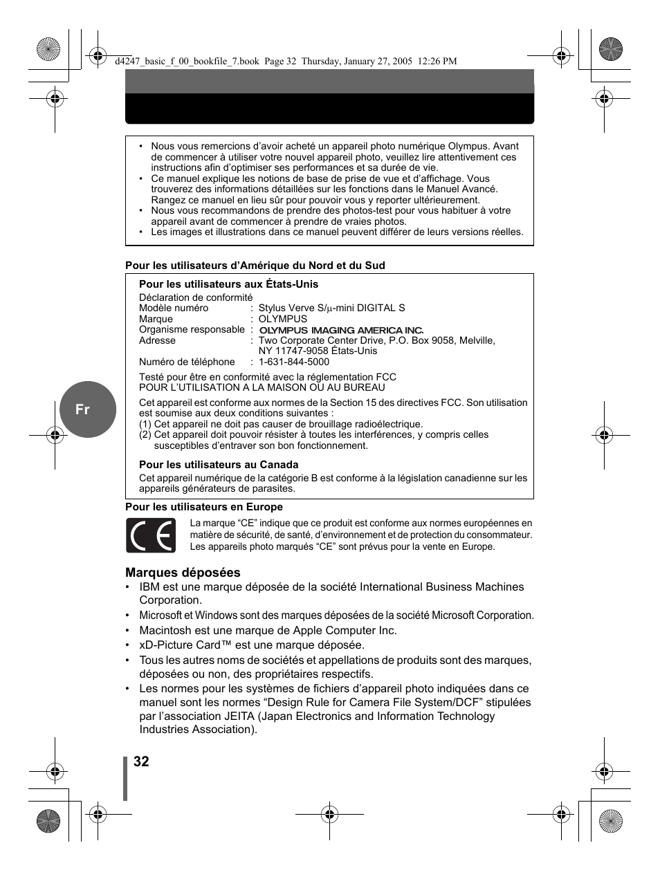 32 fr | Olympus Stylus Verve S User Manual | Page 32 / 124
