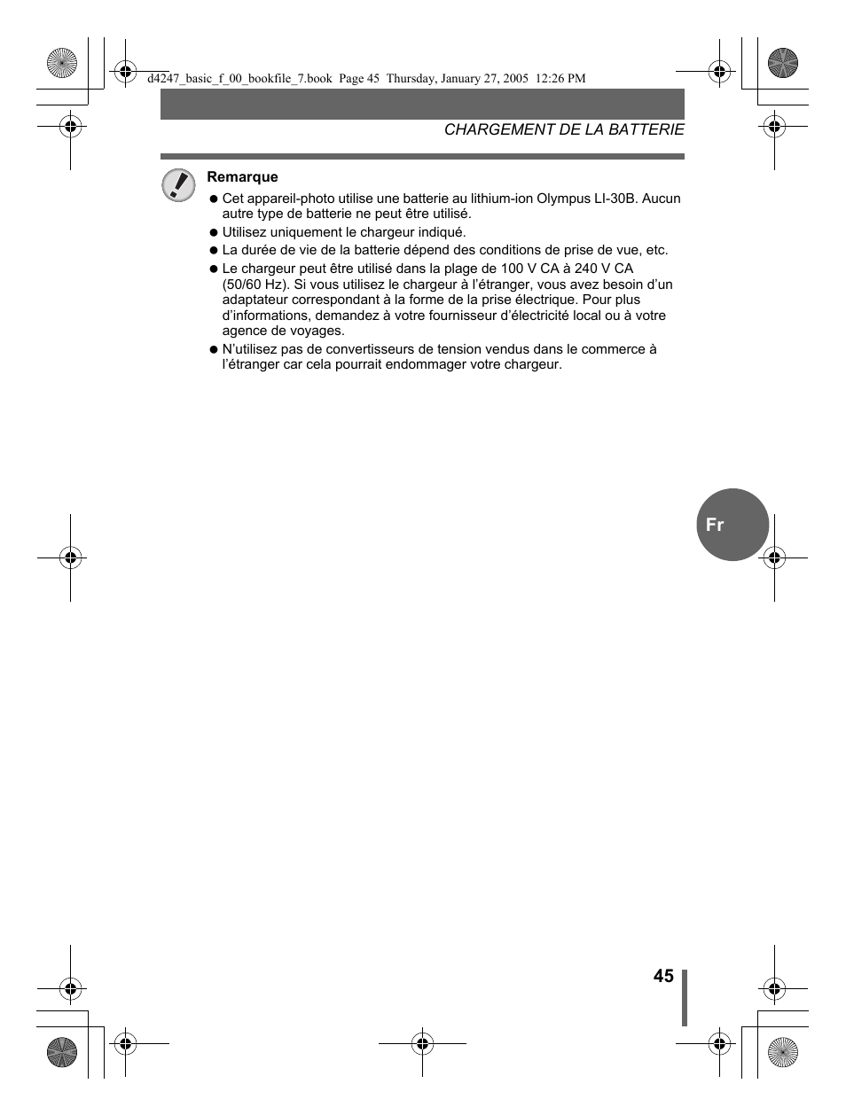 45 fr | Olympus Stylus Verve S User Manual | Page 45 / 124