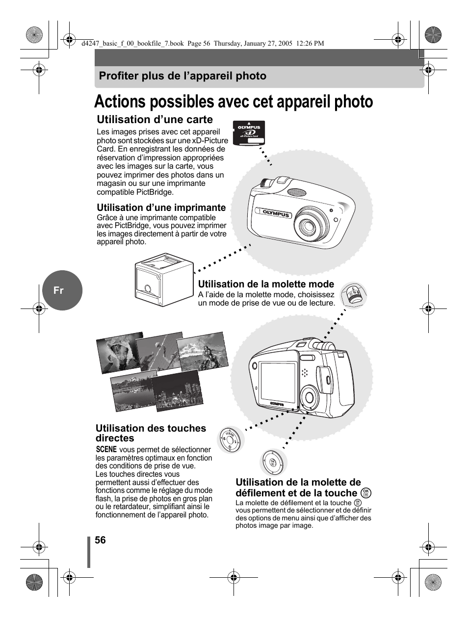 Actions possibles avec cet appareil photo, Profiter plus de l’appareil photo, Utilisation d’une carte | Olympus Stylus Verve S User Manual | Page 56 / 124