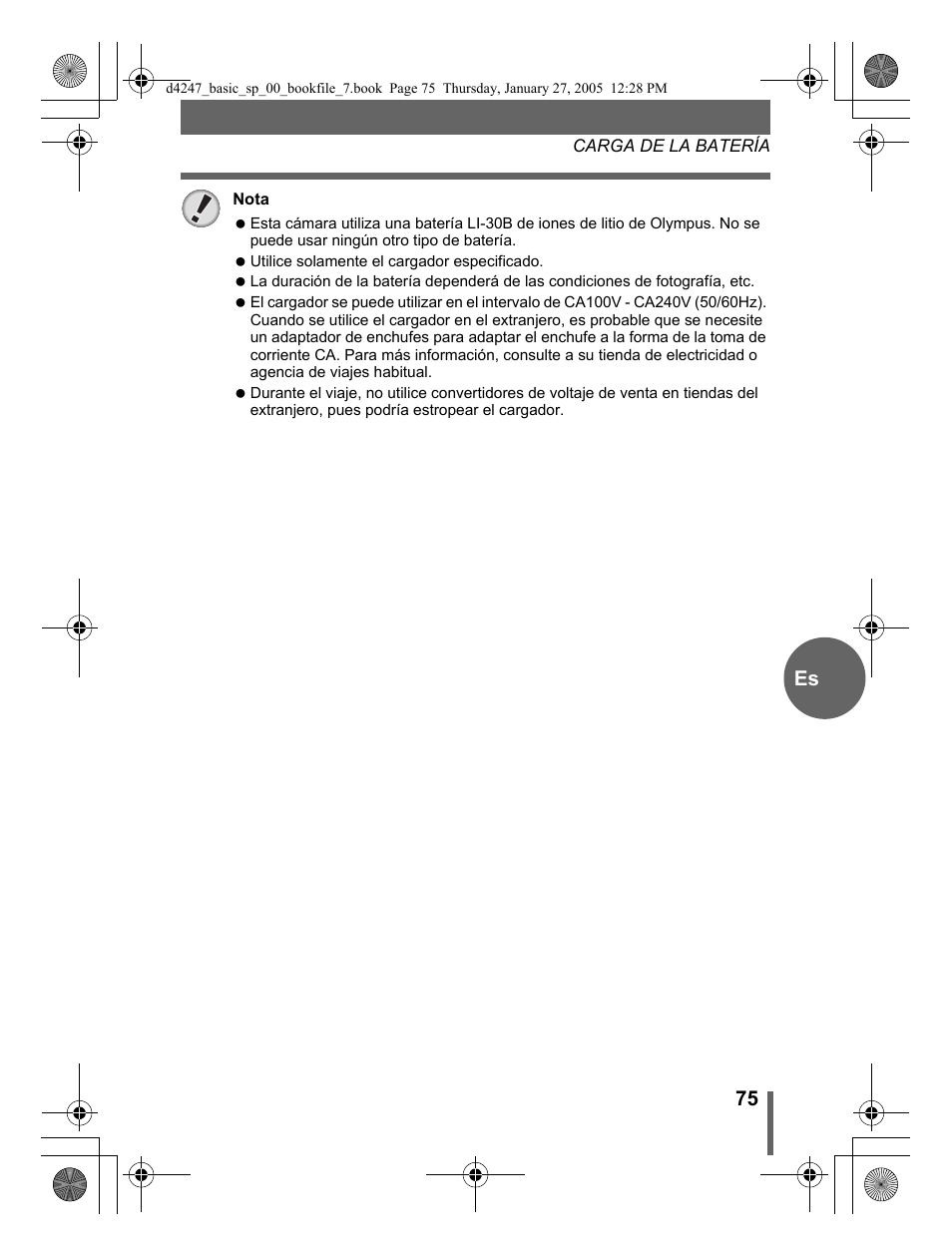 75 es | Olympus Stylus Verve S User Manual | Page 75 / 124