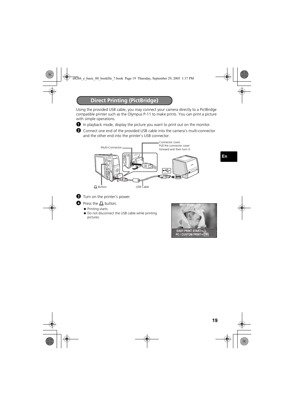 Direct printing (pictbridge) | Olympus SP-700 User Manual | Page 19 / 84