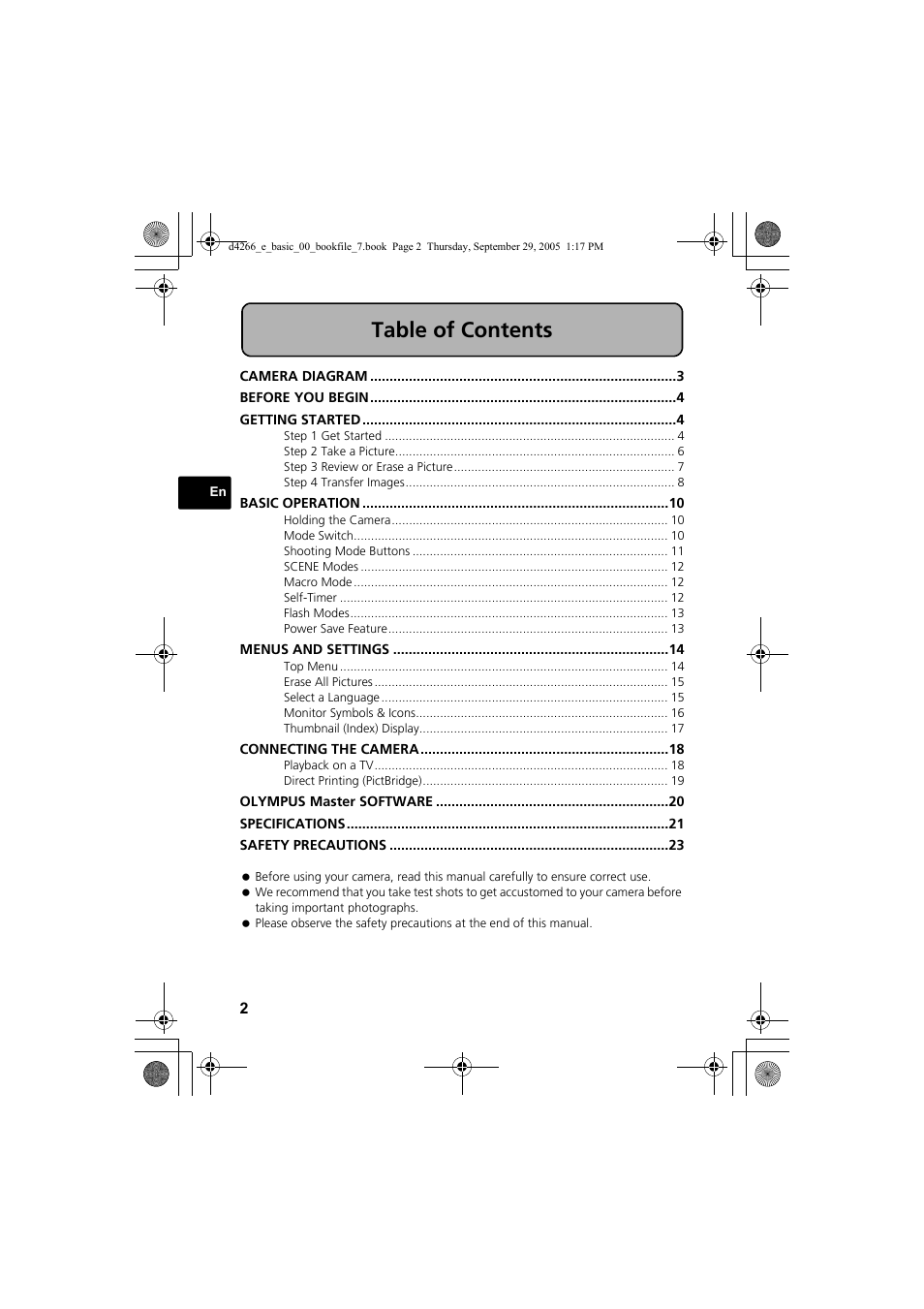 Olympus SP-700 User Manual | Page 2 / 84