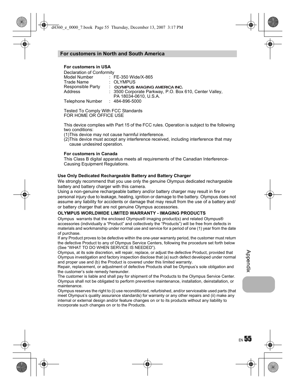 Olympus FE-350 User Manual | Page 55 / 68