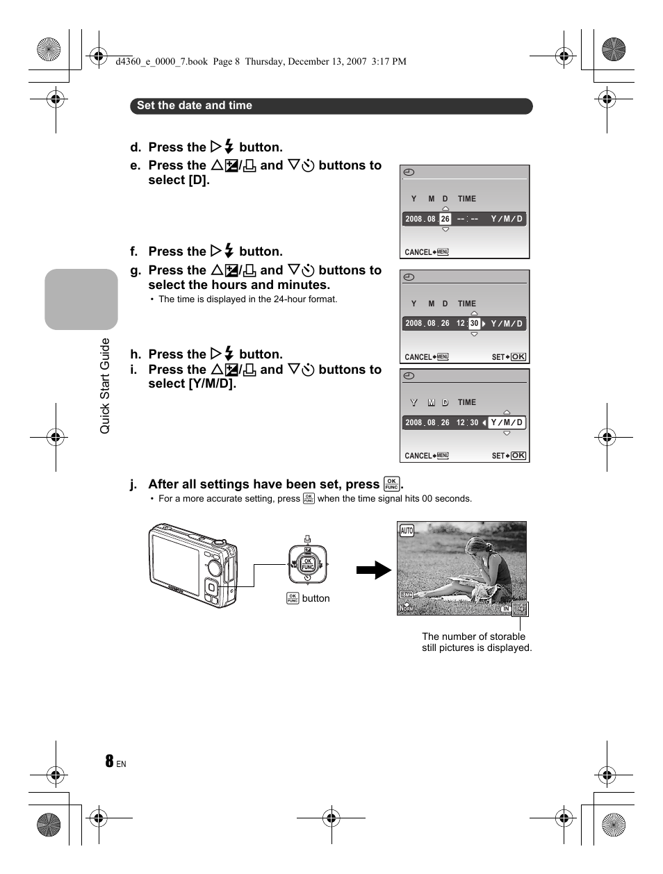 Quick start guide | Olympus FE-350 User Manual | Page 8 / 68