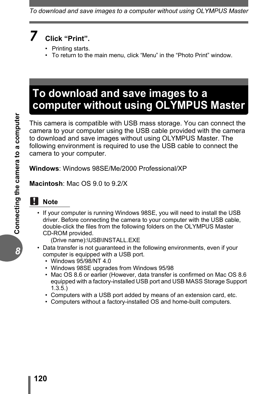 Olympus master | Olympus D-595 Zoom User Manual | Page 120 / 156