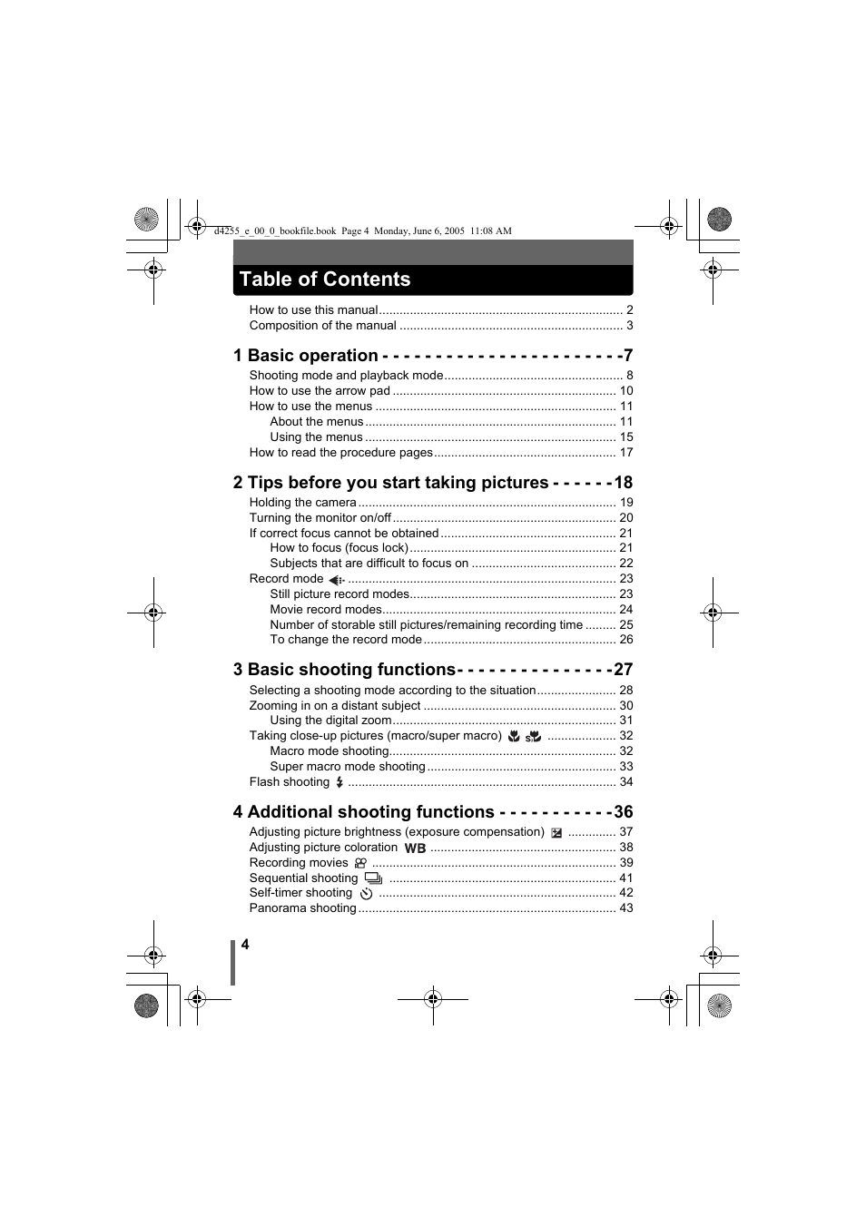 Olympus D-555 Zoom ImageLink User Manual | Page 4 / 124