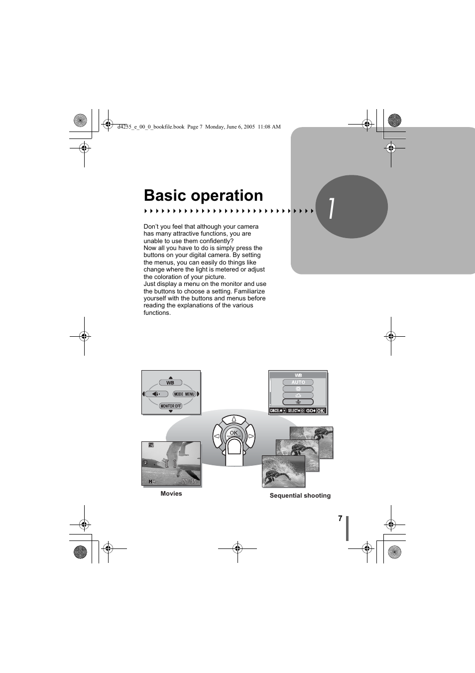 1 basic operation, Basic operation, P. 7 | Olympus D-555 Zoom ImageLink User Manual | Page 7 / 124