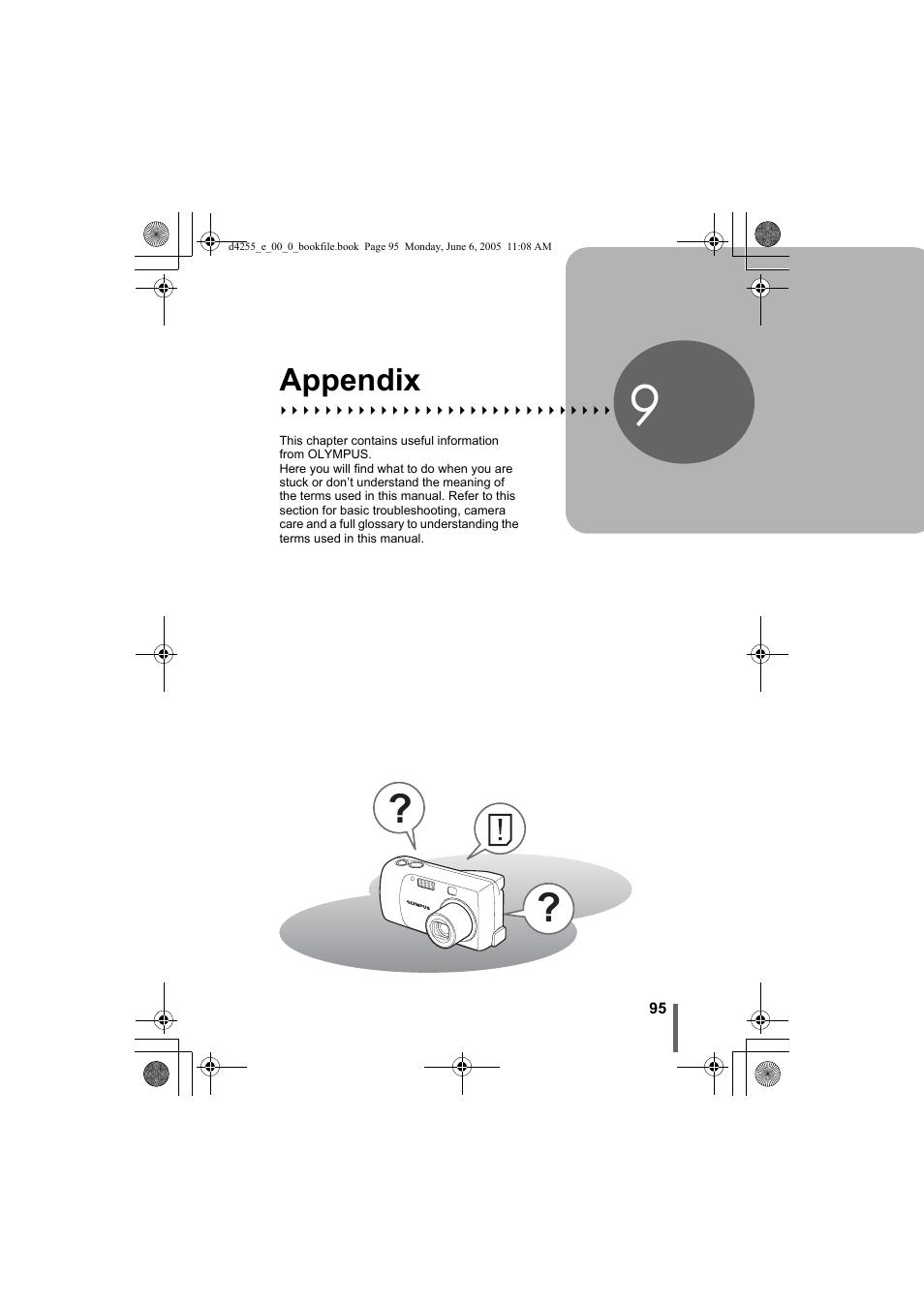 9 appendix, Appendix, P. 95 | Olympus D-555 Zoom ImageLink User Manual | Page 95 / 124