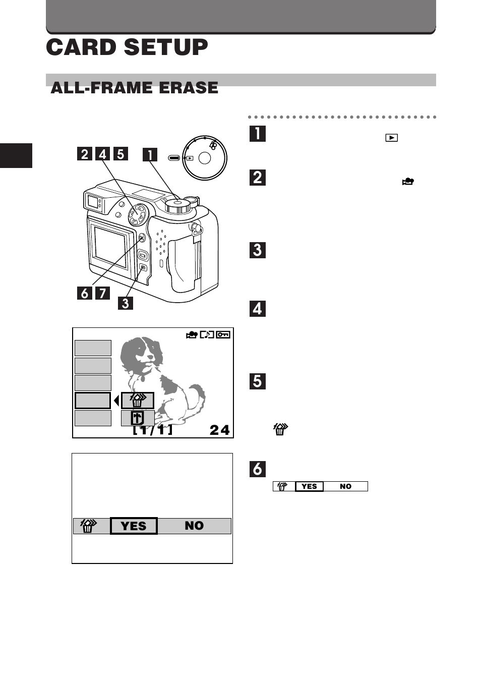 Card setup, All-frame erase | Olympus C-3000 Zoom User Manual | Page 10 / 86