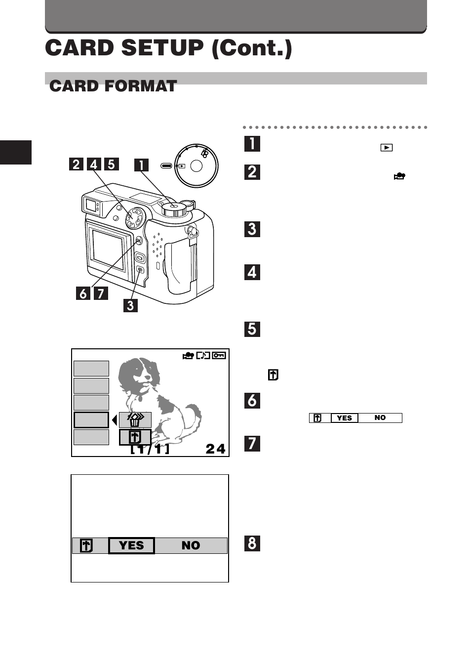 Card setup (cont.), Card format | Olympus C-3000 Zoom User Manual | Page 12 / 86