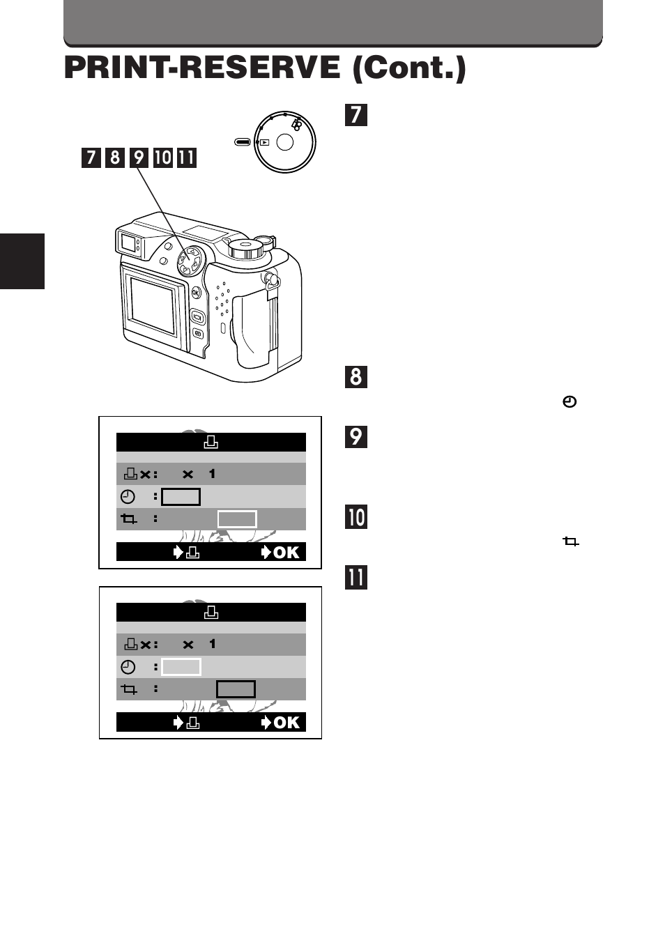 Print-reserve (cont.) | Olympus C-3000 Zoom User Manual | Page 22 / 86