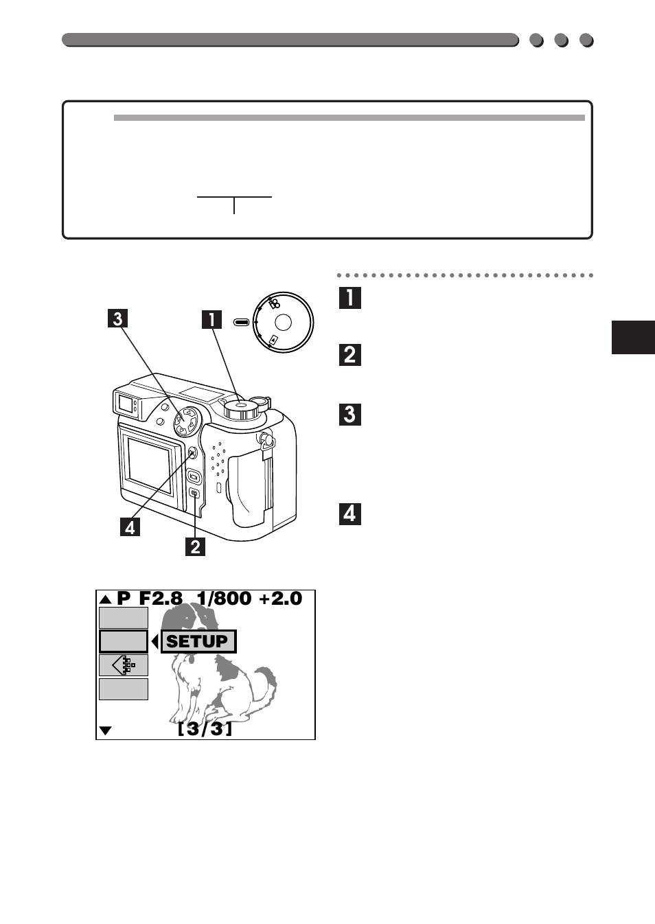 Setup | Olympus C-3000 Zoom User Manual | Page 63 / 86