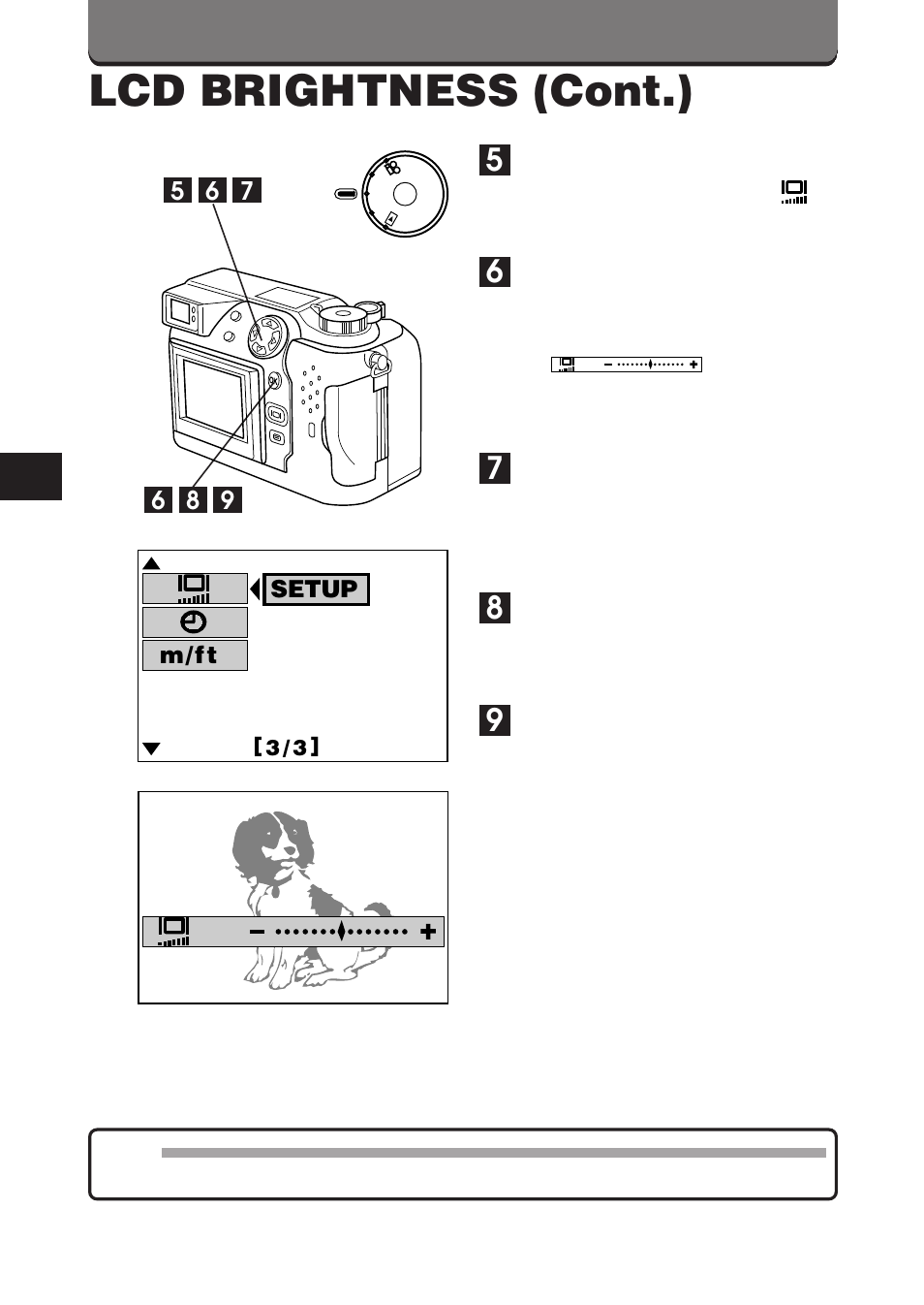 Lcd brightness (cont.), M / f t setup | Olympus C-3000 Zoom User Manual | Page 66 / 86