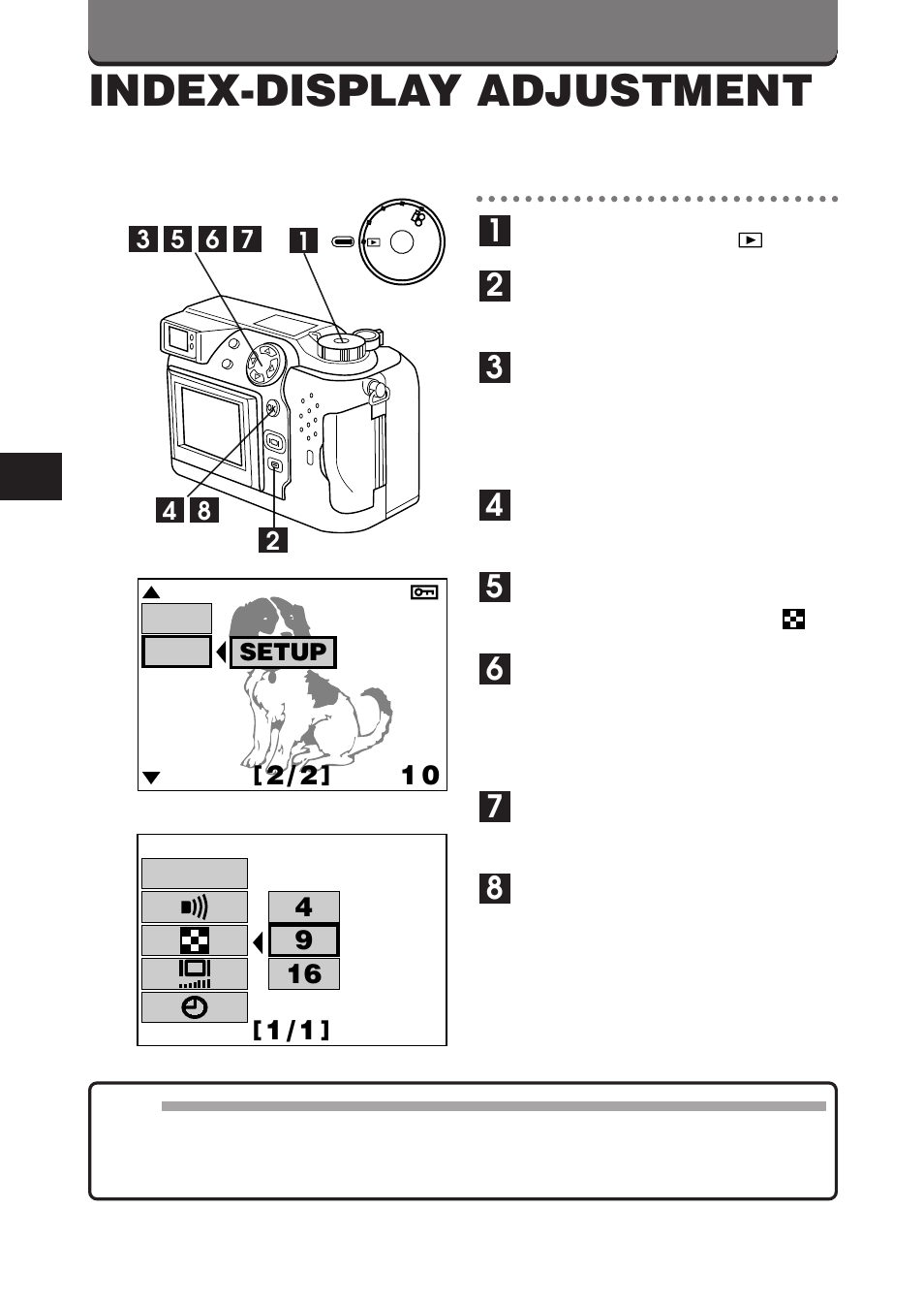 Index-display adjustment | Olympus C-3000 Zoom User Manual | Page 68 / 86